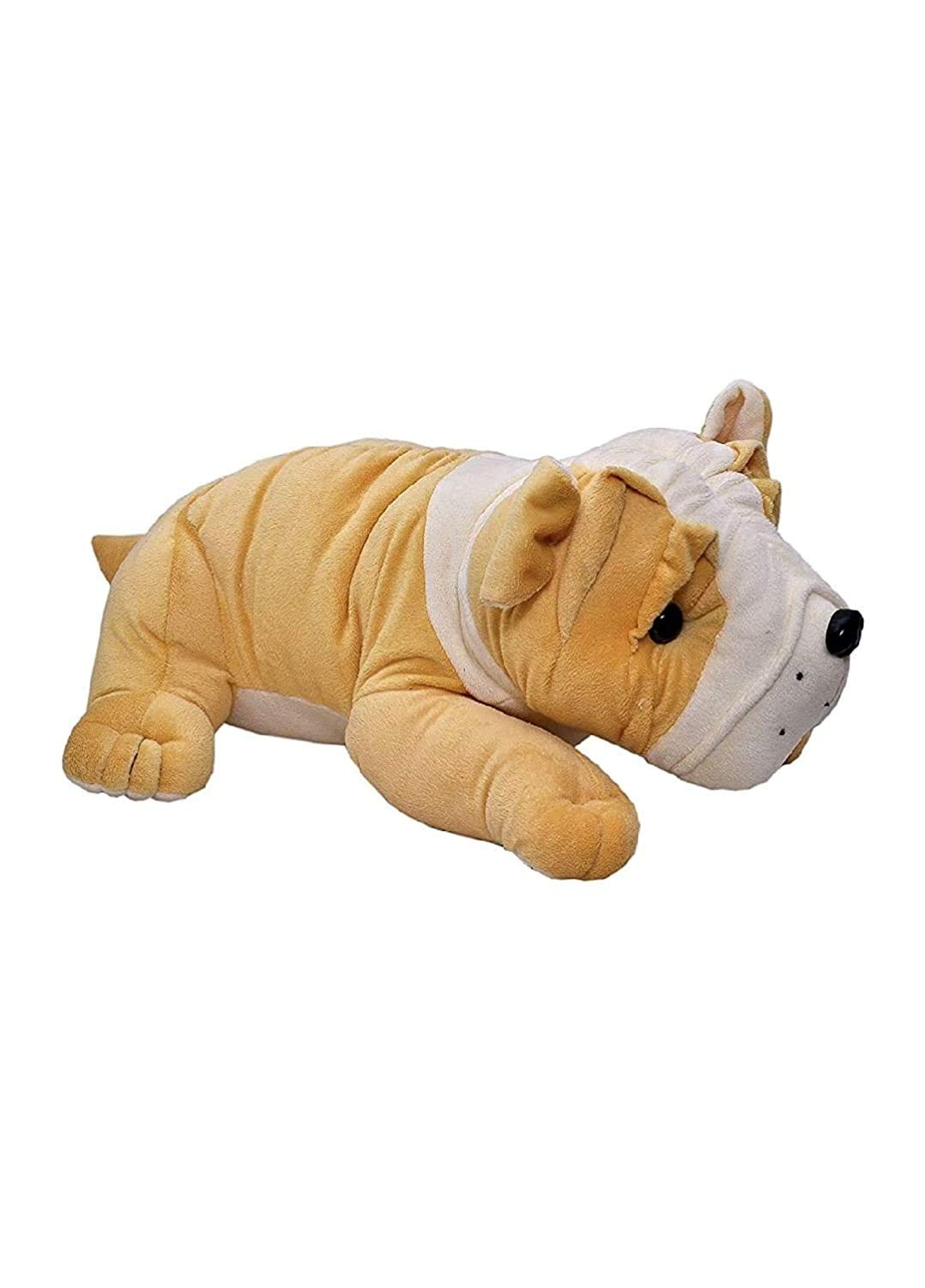 FUN ZOO Soft Plush Stuffed Cute Bull Dog Brown White Soft Toy for Kids Boys Girls Return Gift Decorative Item Size
