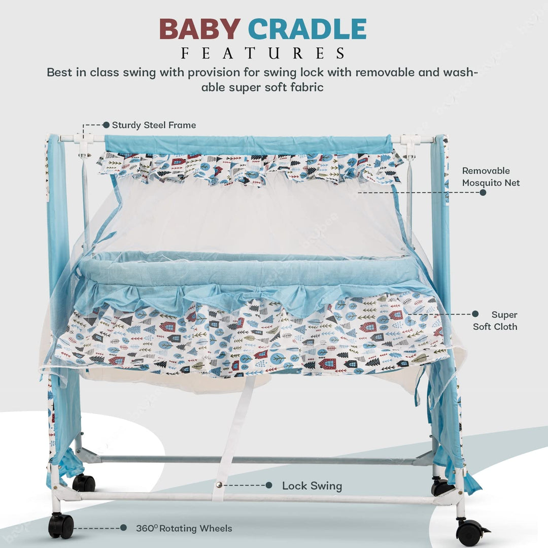 Baby Swing Cradle for Newborn Baby, Infant Baby Cradle Jhula for Baby with Mosquito Net & Wheels | Baby Swing Cot | Baby Cradle for Newborn Babies 0 to 12 Months Boys Girls