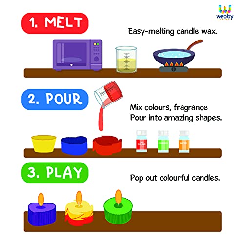 Webby DIY Scented Rose Candle Making Kit | STEAM Learner | Science Experiment Kit | Educational & Learning Activity Toy Kit for Kids, Boys & Girls Age 8+ (Multicolor)