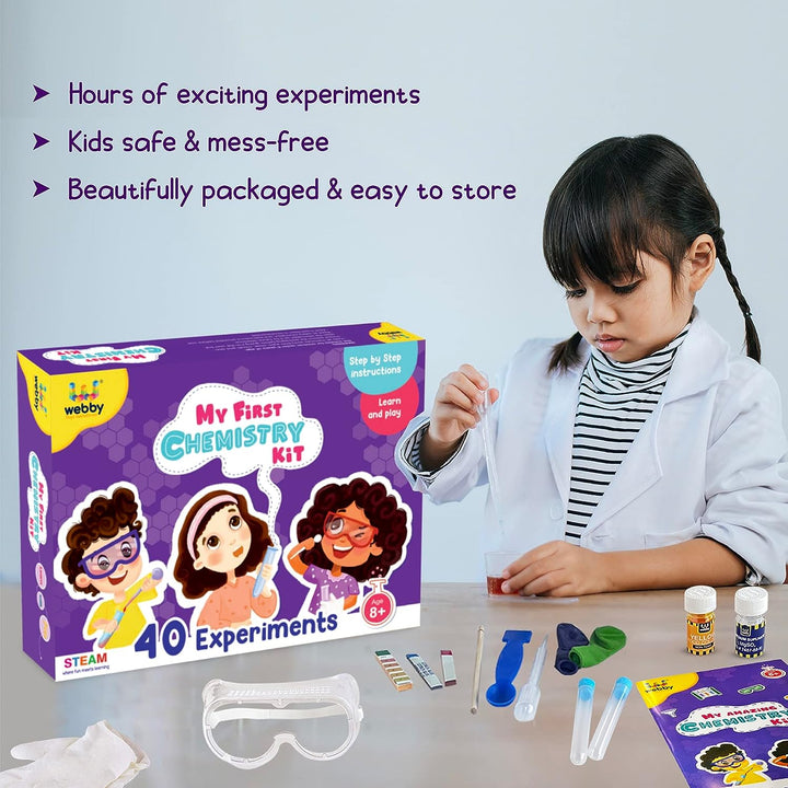 Webby DIY Chemistry Kit with 40 Experiment | STEAM Learner | Science Kit | Educational & Learning Activity Toy Kit for Kids, Boys & Girls Age 8+