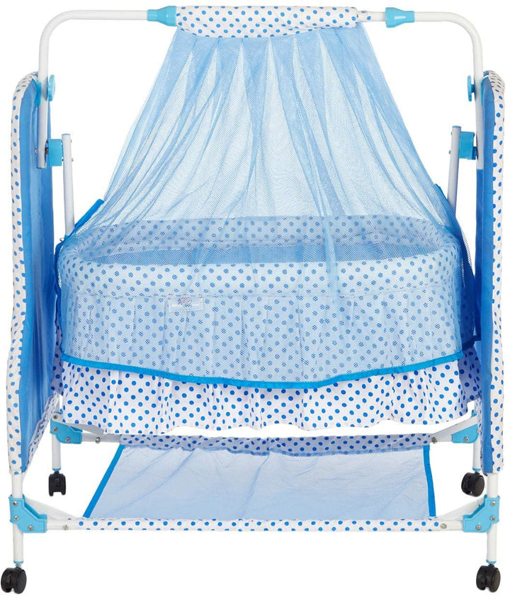 Funbaby New Born Baby Swing Baby Cradle Baby Crib Jhula with Mattress Pillow Adjustable Height and Mosquito Net Bassinet & Wheels