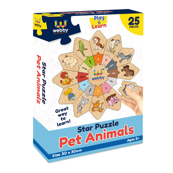 Webby Domestic Animals - Star Jigsaw Puzzle, Montessori Early Educational
