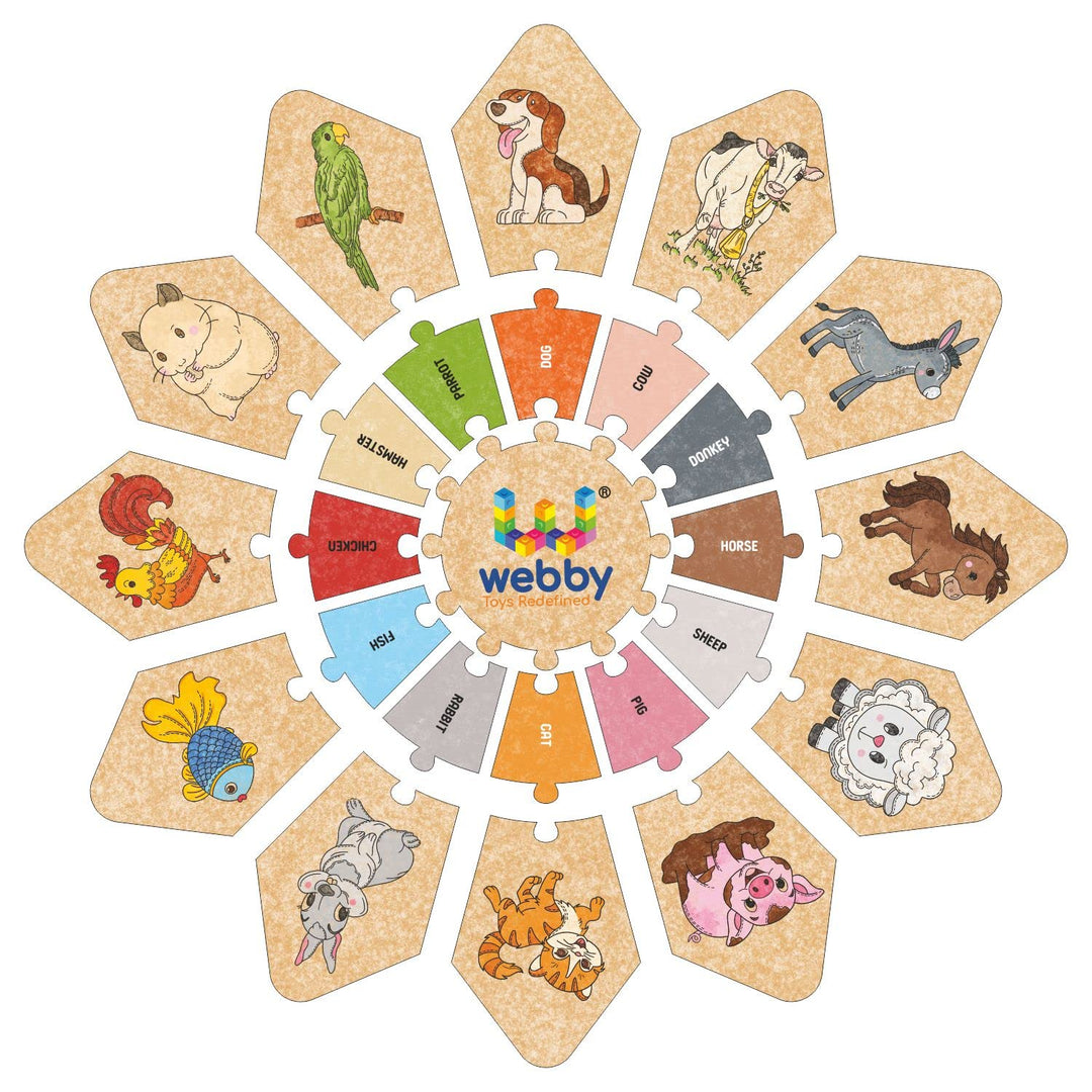 Webby Domestic Animals - Star Jigsaw Puzzle, Montessori Early Educational Pre School Puzzle Toy for 2+ Years Kid (25 Pcs)