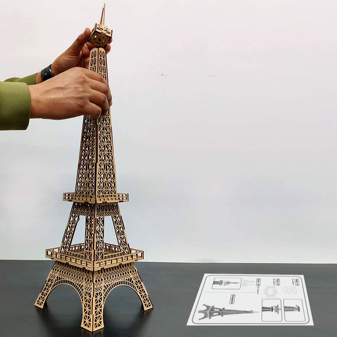 Webby DIY 3D Wooden Art & Craft Eiffel Tower Model Kit, Show Piece, Home & Office Table Decoration, Birthday Gift Puzzle Toy, 29 Pcs