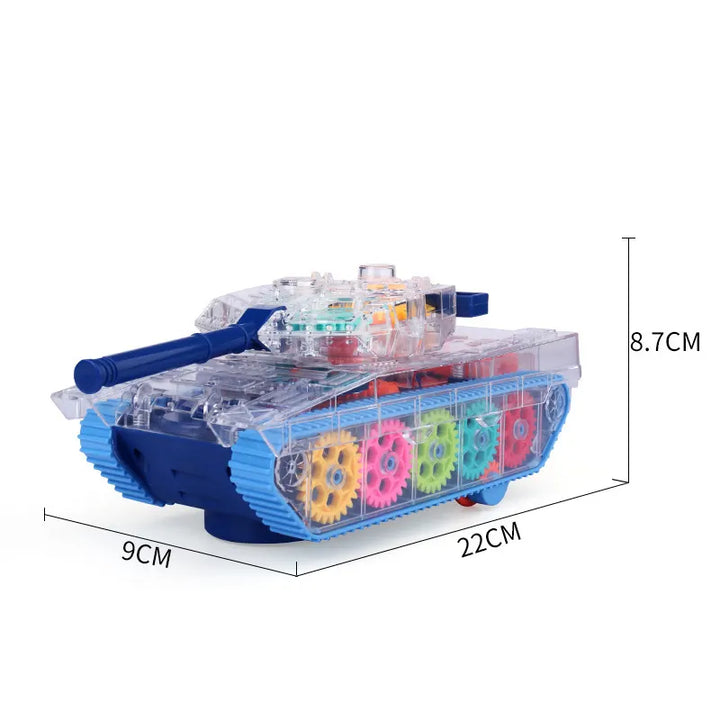 Tank Toy with Realistic Light and Sound / Electric Universal Transparent Gear Tank / Kids Indoor & Outdoor Birthday Gifts for Over 3 Years Old Boys