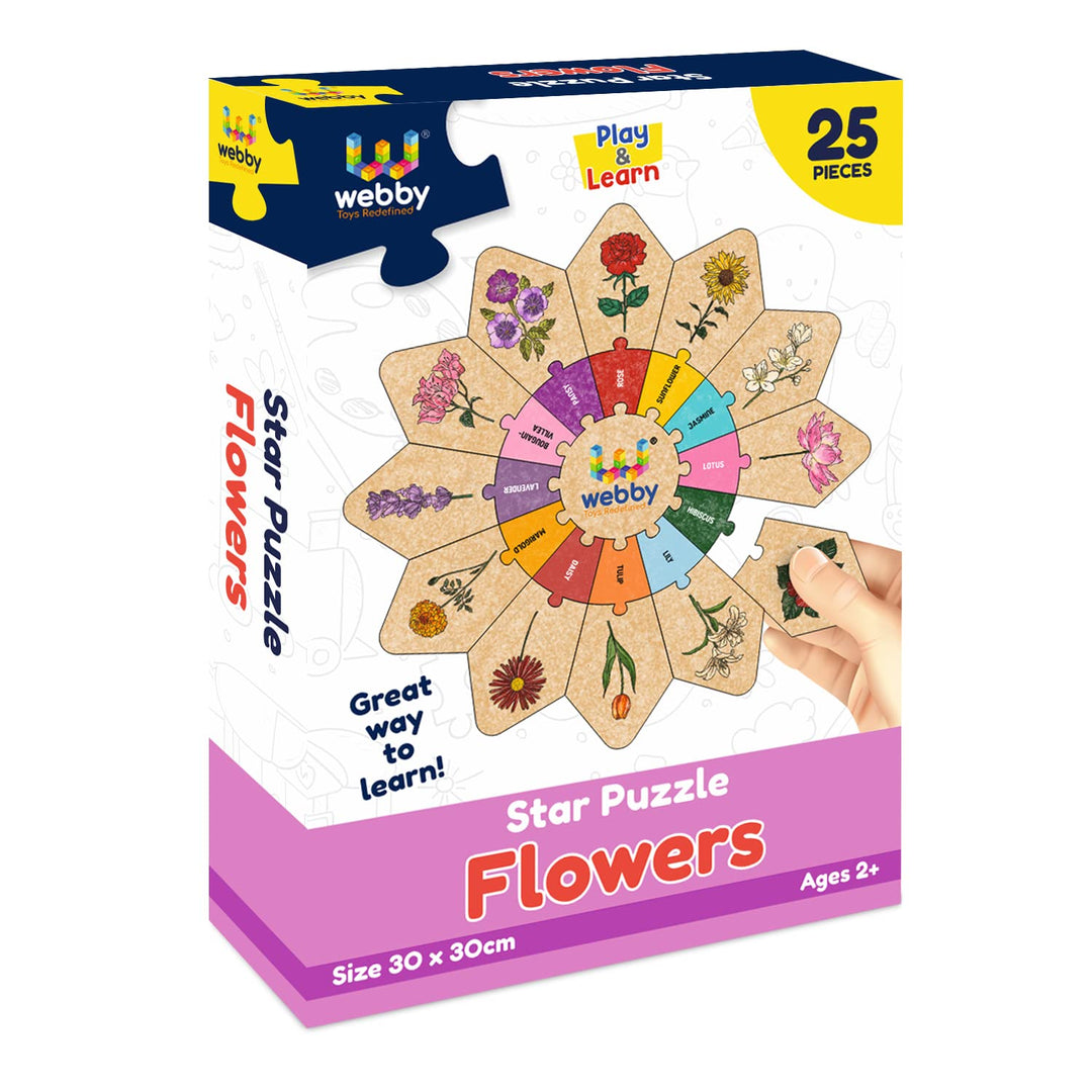 Webby Flowers - Star Jigsaw Puzzle, Montessori Early Educational Pre School Puzzle Toy for 2+ Years Kid (25 Pcs)