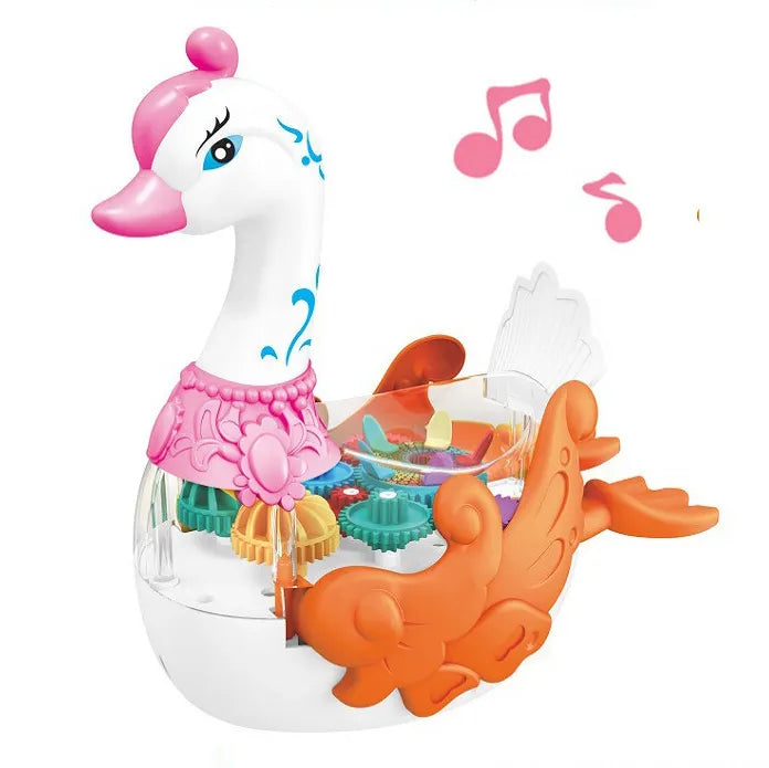 Transparent Toy for Kids 360 Degree Rotating Swan with 3D LED Lights and Music|Best Birthday Gift for Boys and Girls
