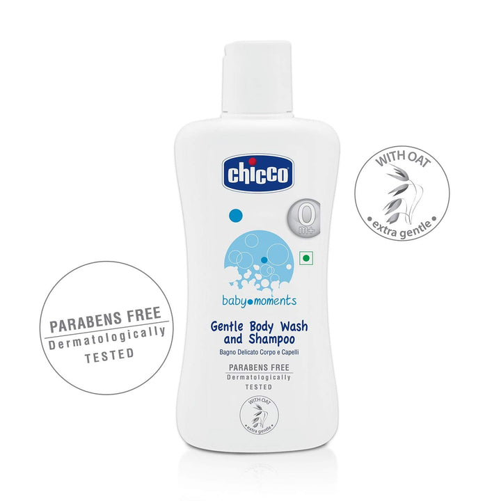 Chicco Baby Moments Gentle Body Wash and Shampoo for Soft Skin and Hair, Dermatologically tested, Paraben free