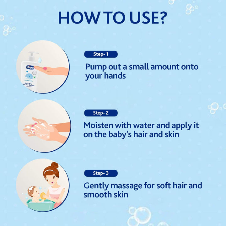 Chicco Baby Moments Gentle Body Wash and Shampoo for Soft Skin and Hair, Dermatologically tested, Paraben free