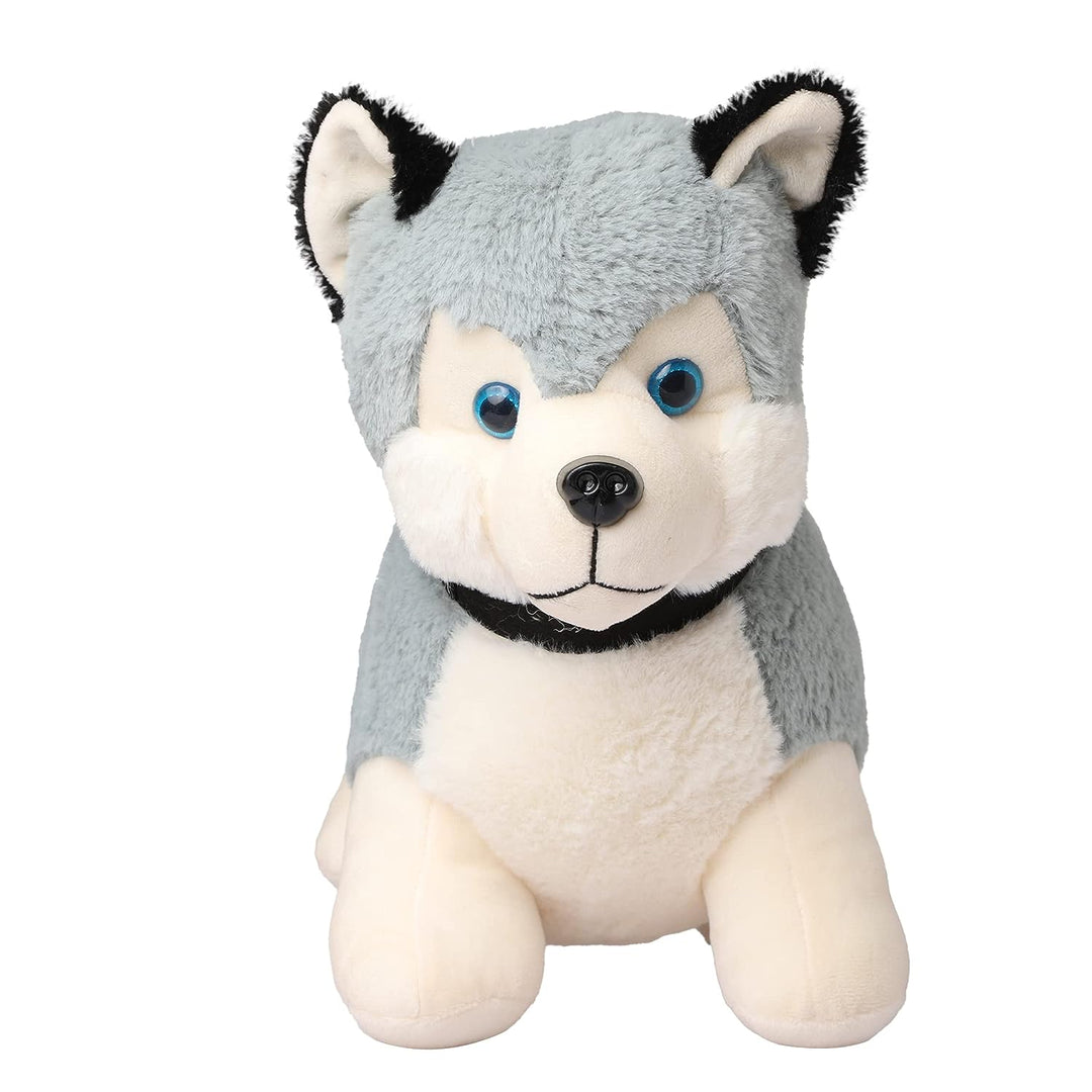FUN ZOO Super Soft 40cm Height Stuffed Cute Blue Eye Husky Dog - Polyfill Washable Cuddly Soft Plush Toy - Helps to Learn Role Play - 100% Safe for Kids