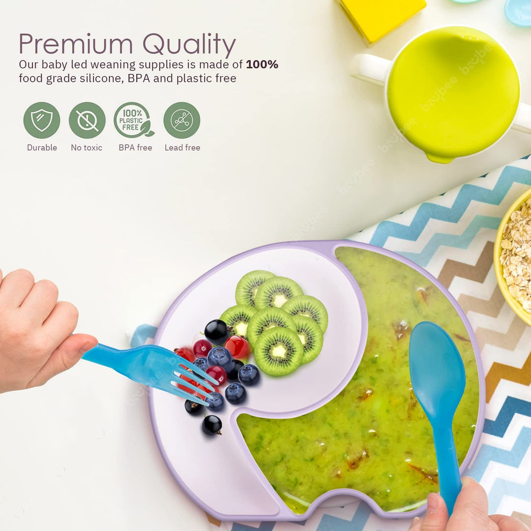 Infant Elephant Silicone Suction Baby Plates for Baby Self Eating Food Grade Non Slip Feeder Bowl for Toddlers, Strong Grip Suction
