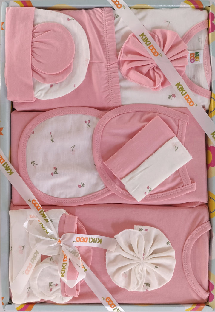 14 Pieces Full Sleeves New Born Baby Gift Set, Infant Gift Set, Cotton Clothing Set for Boys and Girls(0-3 Months) (Pink)