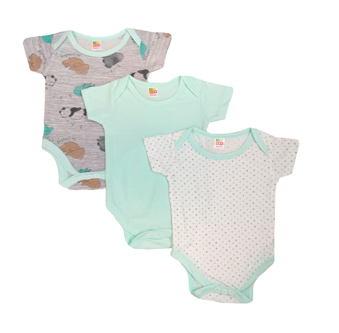 Soft Cotton Multi Color Summer Wear Body Suit  for New Born Baby Pack of 3 - Assorted