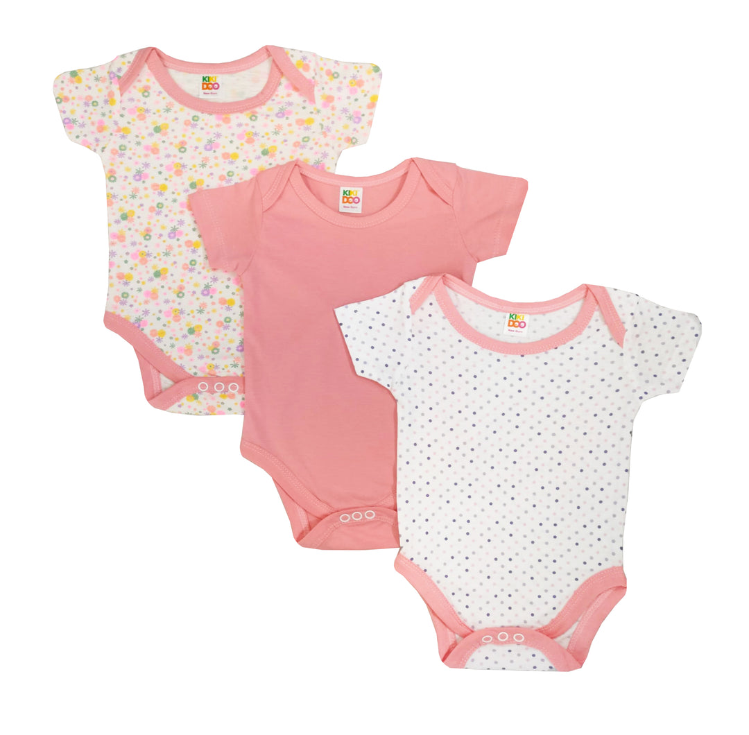 Soft Cotton Multi Color Summer Wear Body Suit  for New Born Baby Pack of 3 - Assorted