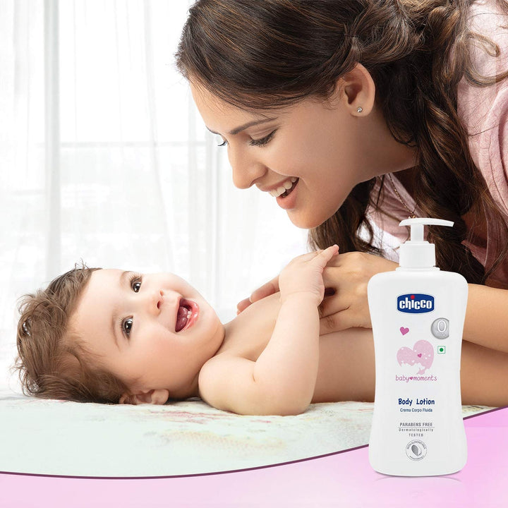 Chicco Baby Moments Body Lotion, Deep Nourishment, Non-sticky Formula, Dermatologically tested, Paraben and Mineral Oil free