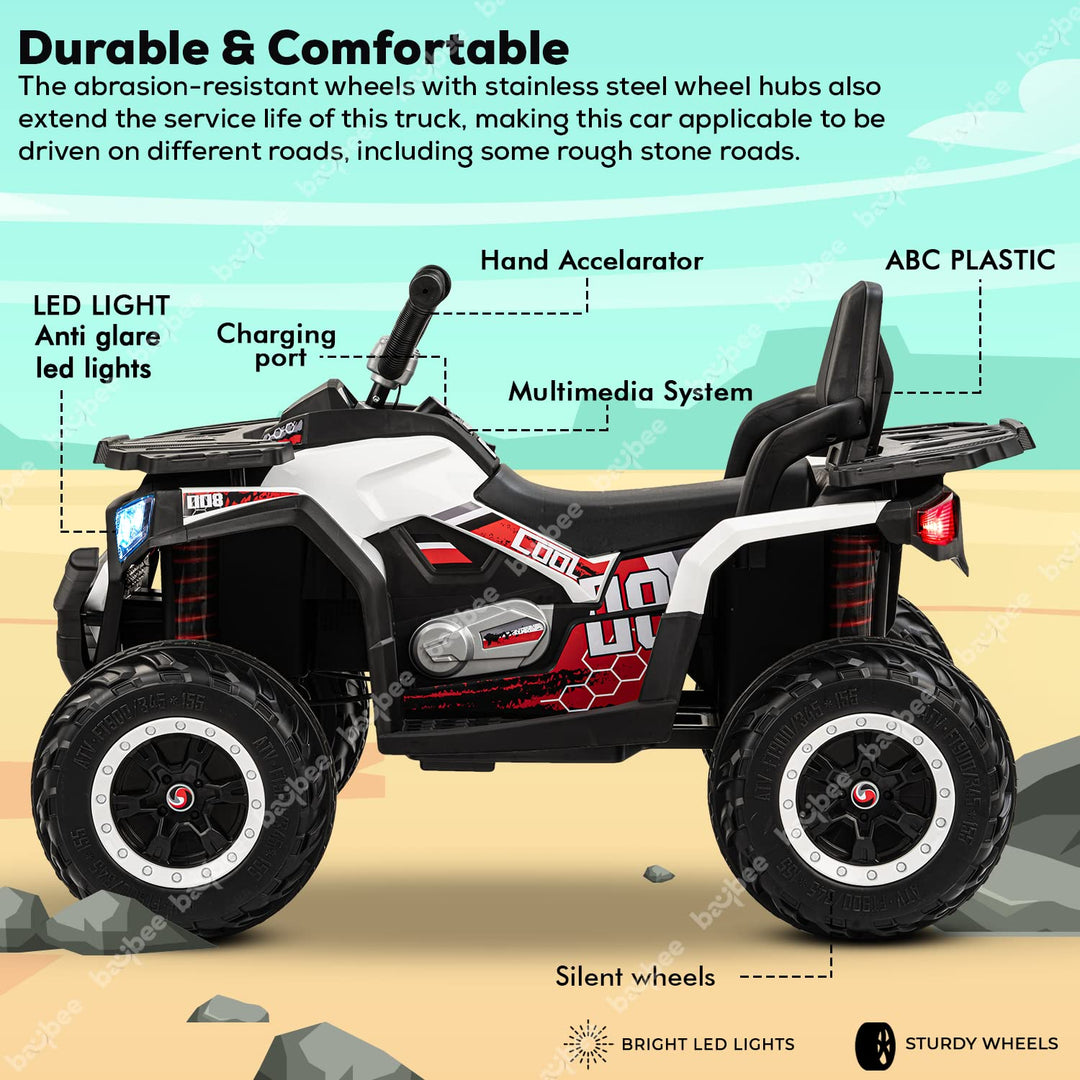 Adventura ATV Rechargeable Battery Operated Bike for Kids, Ride on Baby Big Bike with Light, USB, Music | Beach ATV Kids Bike | Electric Bike for Kids to Drive 3 to 10 Years Boys Girls