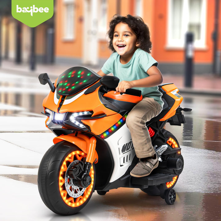 KIDZON Motox Baby Battery Operated Bike for Kids | Rechargeable Ride on Toy Kids Bike with RGB Lights, USB & Music | Big Battery Bike | Electric Bike for Kids to Drive 3 to 8 Years Boys Girls