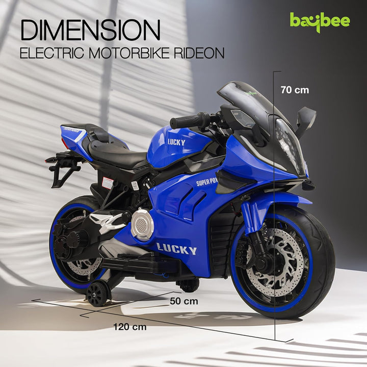 KIDZON Zippio Baby Battery Operated Bike for Kids with Hand Accelerator & Music | Rechargeable Ride on Toy Bike with Training Wheels & LED Light | Electric Bike for Kids to Drive 2 to 8 Years