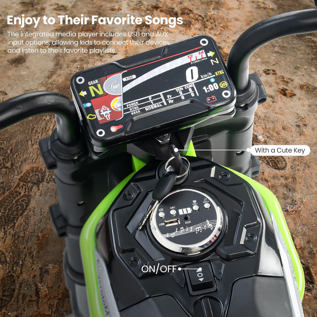 Kidzon Motocross Electric Bike for Kids, Ride on Toys Kid's Bikes with LED Light & Music | Rechargeable Baby Bike | Battery Operated Bike for Kids to Drive 2 to 9 Years Boys Girl