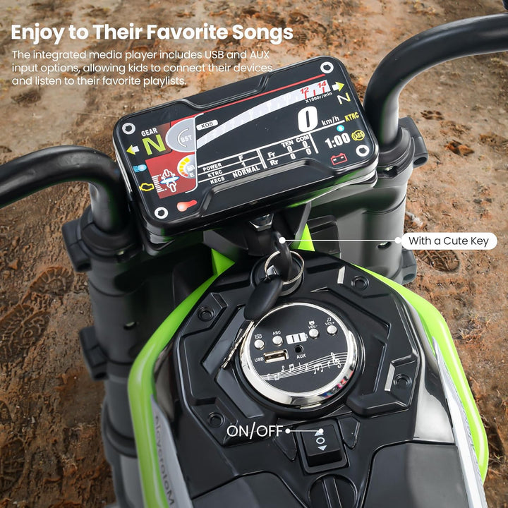 Kidzon Motocross Electric Bike for Kids, Ride on Toys Kid's Bikes with LED Light & Music | Rechargeable Baby Bike | Battery Operated Bike for Kids to Drive 2 to 9 Years Boys Girl