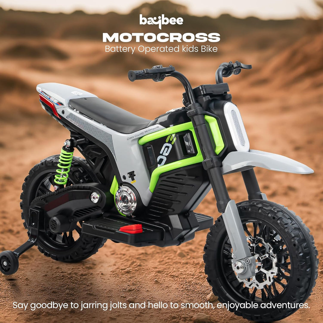 Kidzon Motocross Electric Bike for Kids, Ride on Toys Kid's Bikes with LED Light & Music | Rechargeable Baby Bike | Battery Operated Bike for Kids to Drive 2 to 9 Years Boys Girl