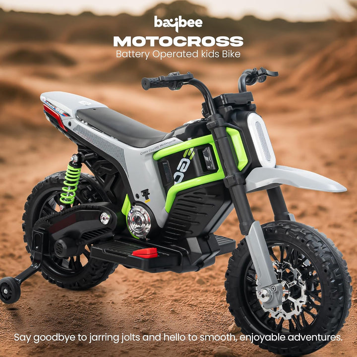 Kidzon Motocross Electric Bike for Kids, Ride on Toys Kid's Bikes with LED Light & Music | Rechargeable Baby Bike | Battery Operated Bike for Kids to Drive 2 to 9 Years Boys Girl
