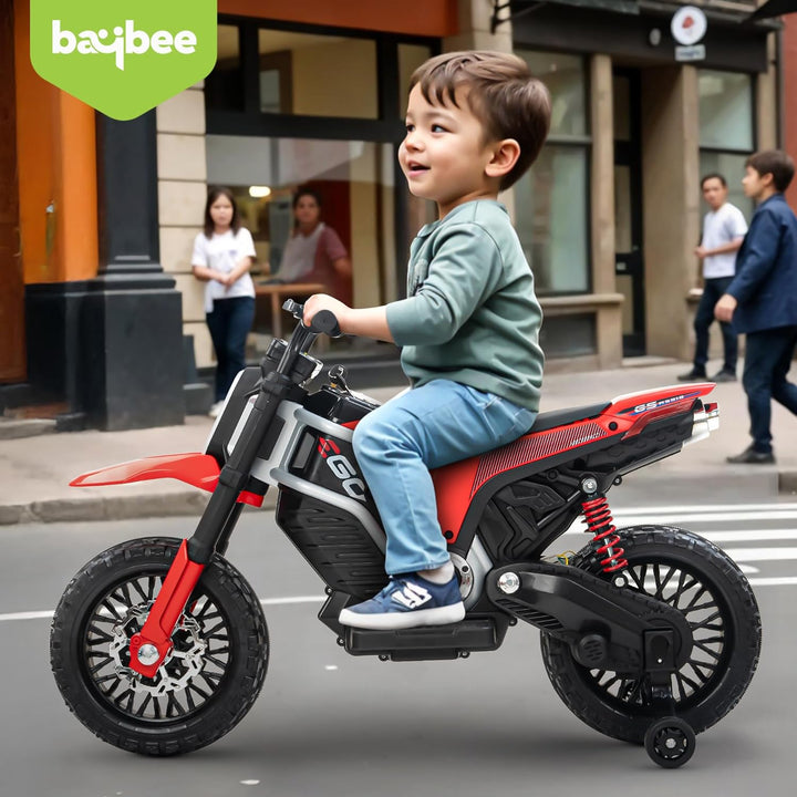 Kidzon Motocross Electric Bike for Kids, Ride on Toys Kid's Bikes with LED Light & Music | Rechargeable Baby Bike | Battery Operated Bike for Kids to Drive 2 to 9 Years Boys Girl