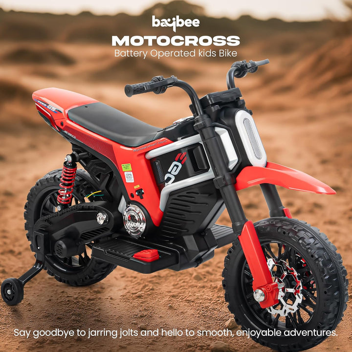 Kidzon Motocross Electric Bike for Kids, Ride on Toys Kid's Bikes with LED Light & Music | Rechargeable Baby Bike | Battery Operated Bike for Kids to Drive 2 to 9 Years Boys Girl