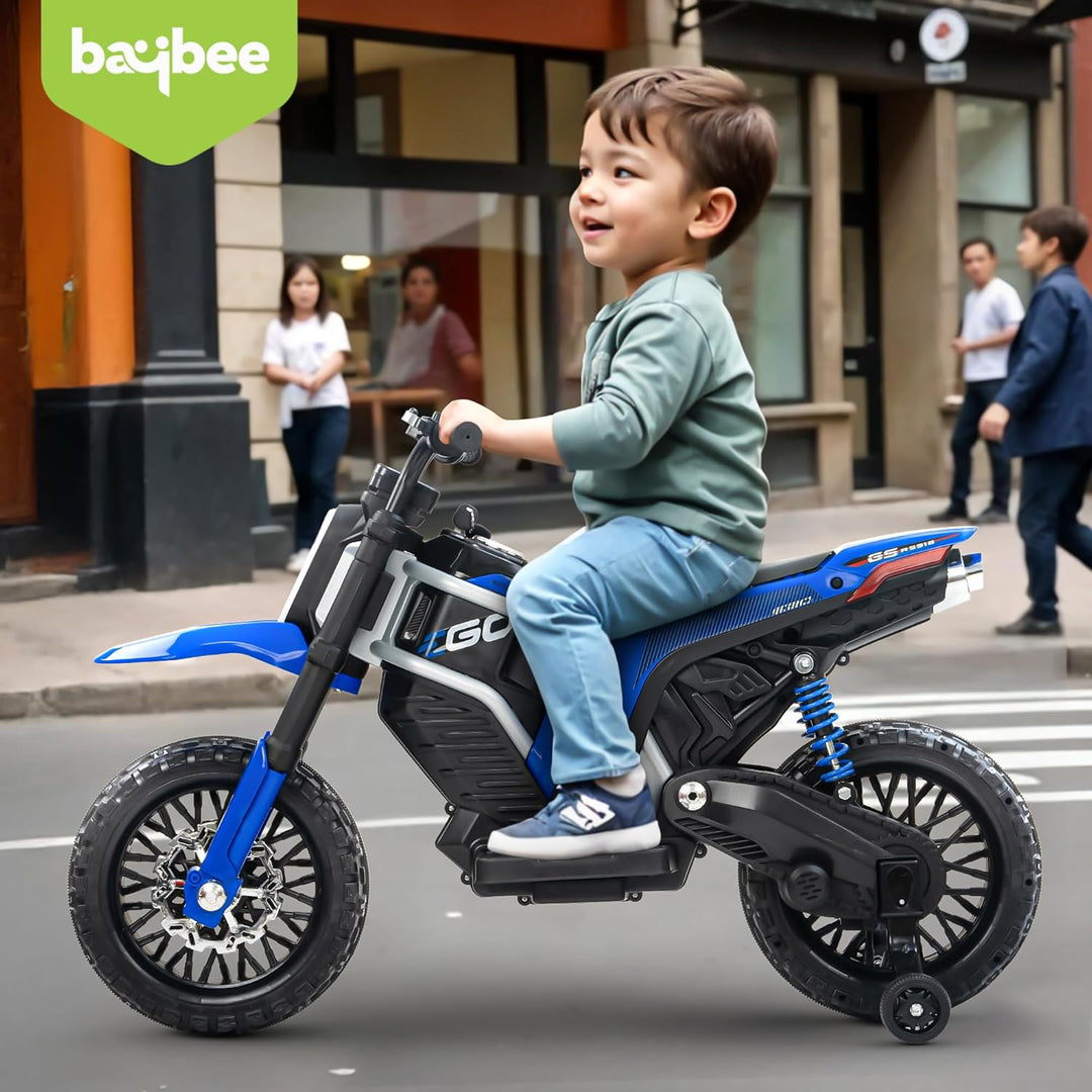 Kidzon Motocross Electric Bike for Kids, Ride on Toys Kid's Bikes with LED Light & Music | Rechargeable Baby Bike | Battery Operated Bike for Kids to Drive 2 to 9 Years Boys Girl