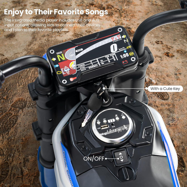 Kidzon Motocross Electric Bike for Kids, Ride on Toys Kid's Bikes with LED Light & Music | Rechargeable Baby Bike | Battery Operated Bike for Kids to Drive 2 to 9 Years Boys Girl