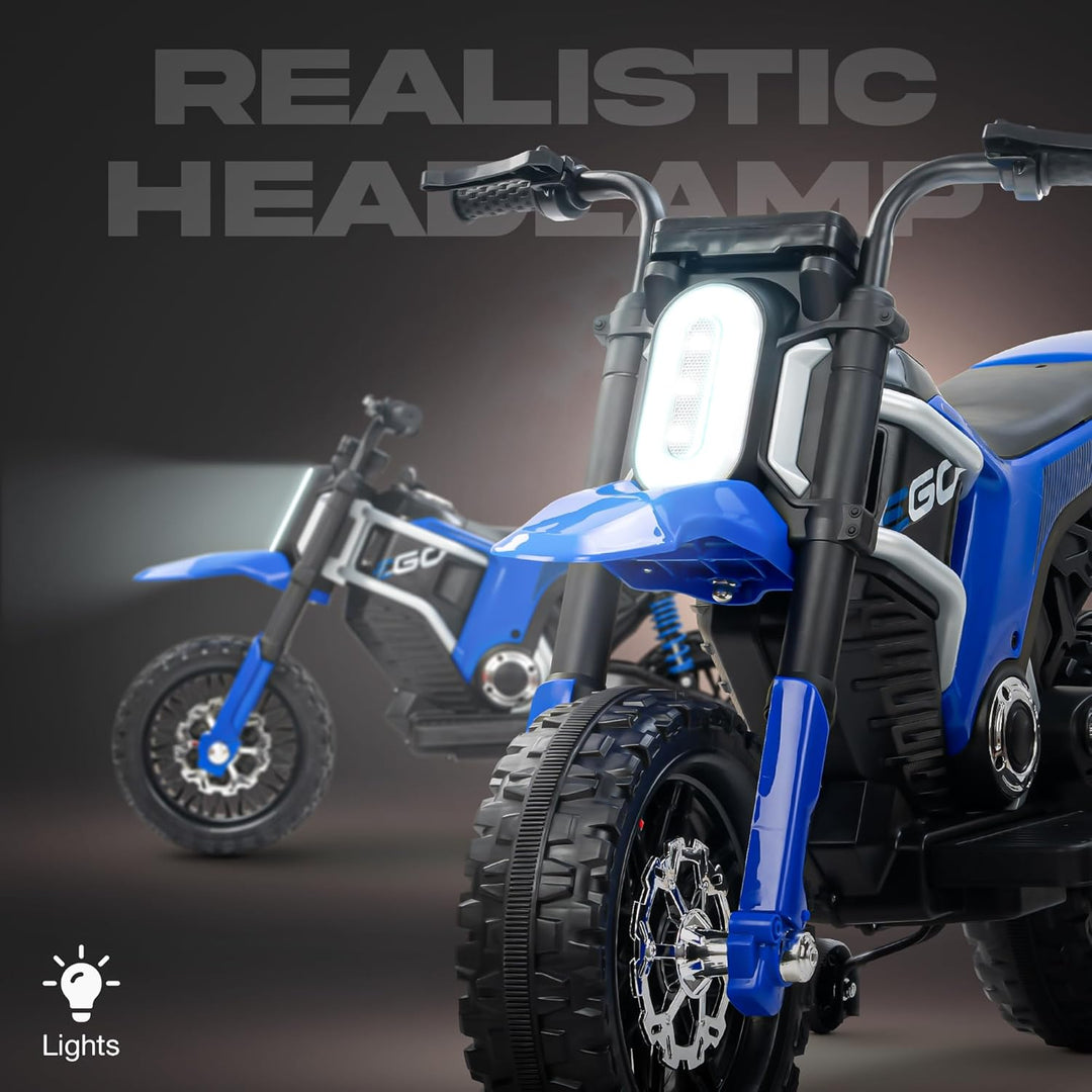 Kidzon Motocross Electric Bike for Kids, Ride on Toys Kid's Bikes with LED Light & Music | Rechargeable Baby Bike | Battery Operated Bike for Kids to Drive 2 to 9 Years Boys Girl