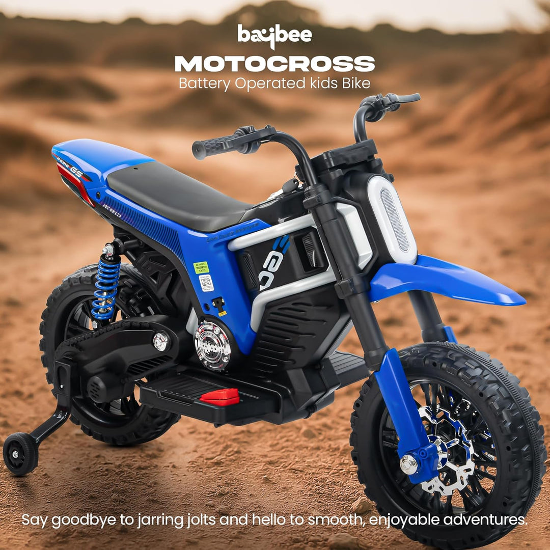 Kidzon Motocross Electric Bike for Kids, Ride on Toys Kid's Bikes with LED Light & Music | Rechargeable Baby Bike | Battery Operated Bike for Kids to Drive 2 to 9 Years Boys Girl