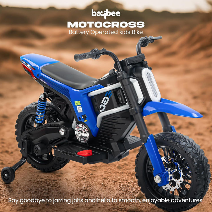 Kidzon Motocross Electric Bike for Kids, Ride on Toys Kid's Bikes with LED Light & Music | Rechargeable Baby Bike | Battery Operated Bike for Kids to Drive 2 to 9 Years Boys Girl