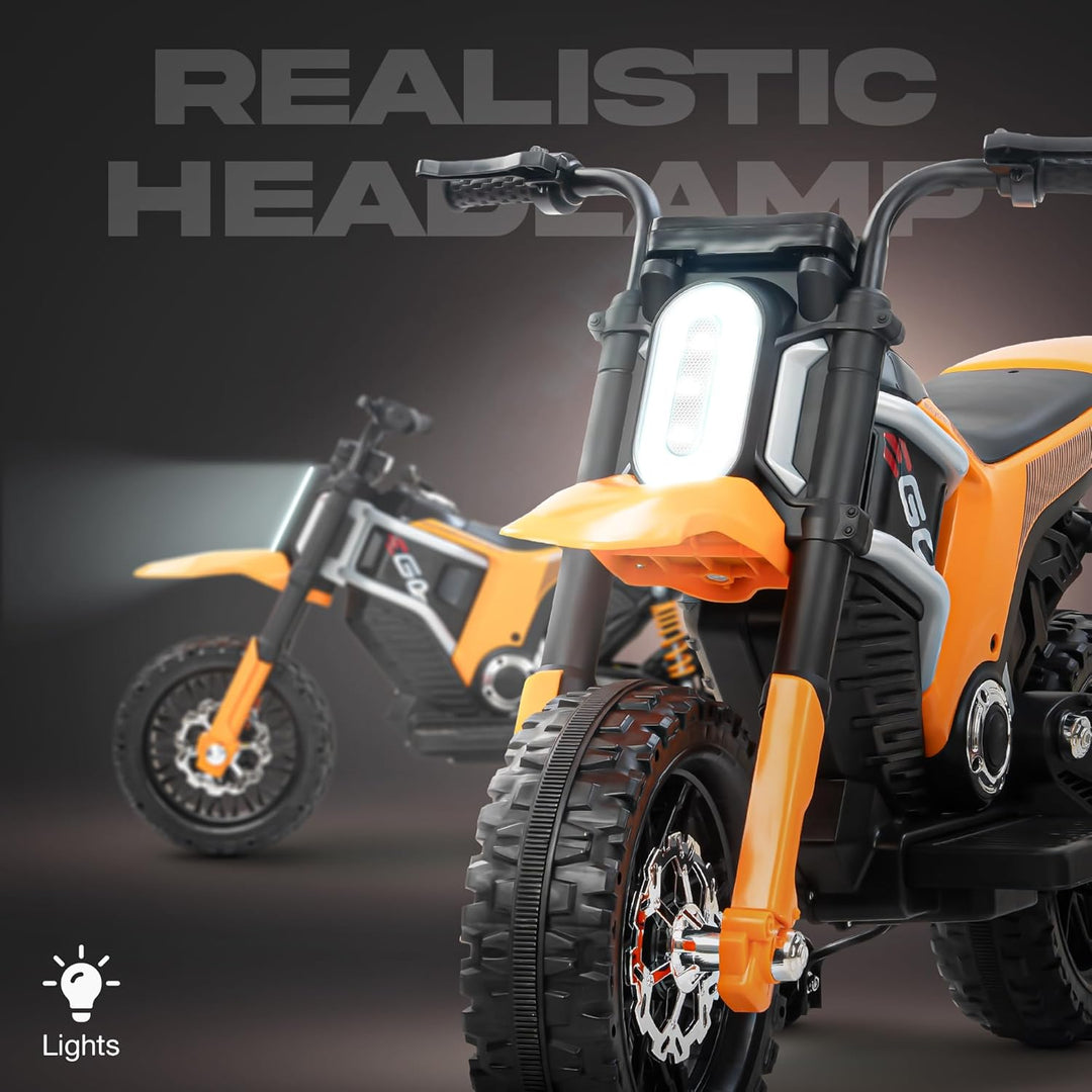 Kidzon Motocross Electric Bike for Kids, Ride on Toys Kid's Bikes with LED Light & Music | Rechargeable Baby Bike | Battery Operated Bike for Kids to Drive 2 to 9 Years Boys Girl