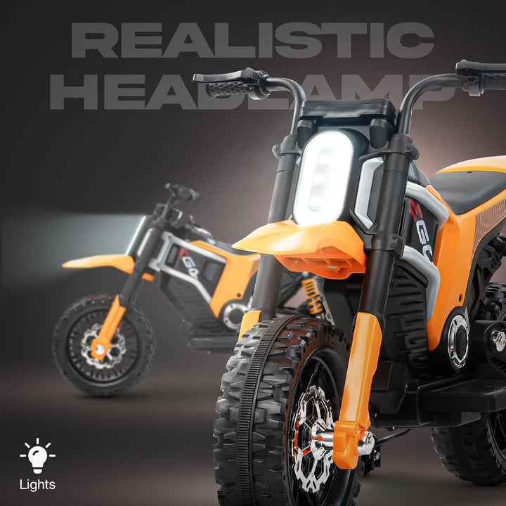 Kidzon Motocross Electric Bike for Kids, Ride on Toys Kid's Bikes with LED Light & Music | Rechargeable Baby Bike | Battery Operated Bike for Kids to Drive 2 to 9 Years Boys Girl