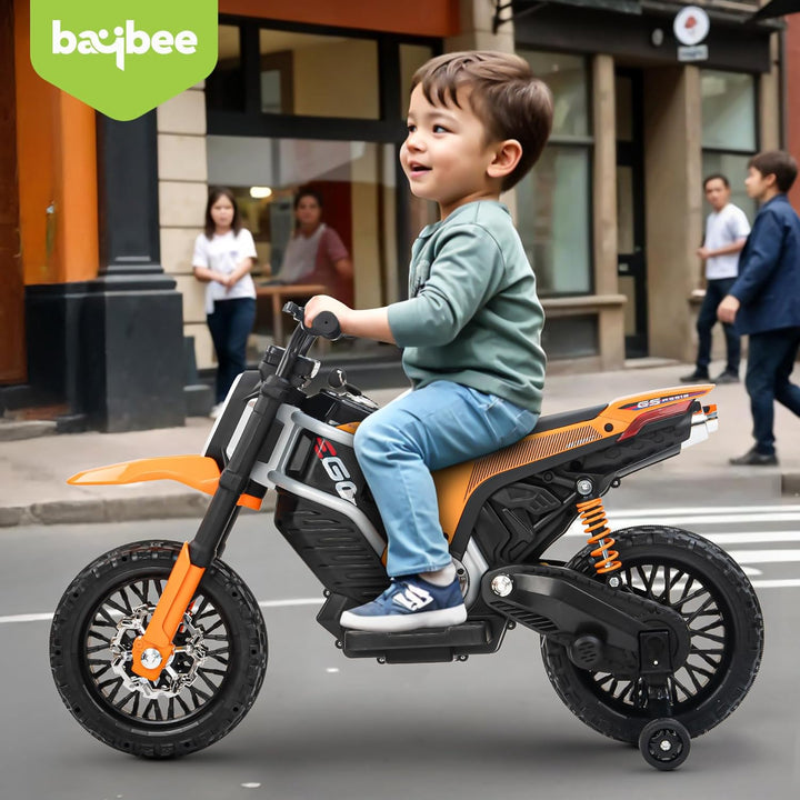 Kidzon Motocross Electric Bike for Kids, Ride on Toys Kid's Bikes with LED Light & Music | Rechargeable Baby Bike | Battery Operated Bike for Kids to Drive 2 to 9 Years Boys Girl
