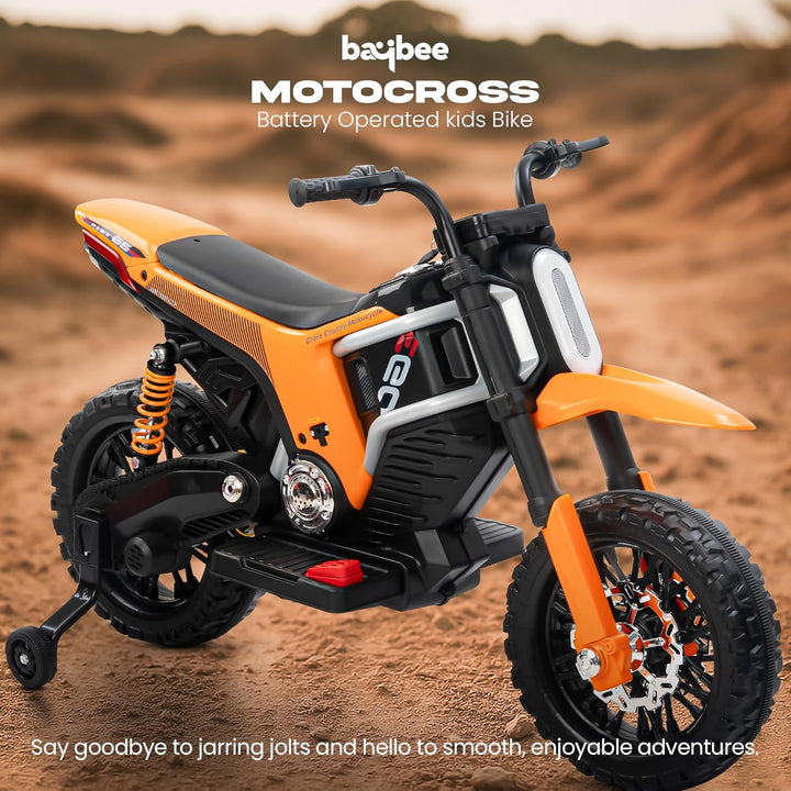 Kidzon Motocross Electric Bike for Kids, Ride on Toys Kid's Bikes with LED Light & Music | Rechargeable Baby Bike | Battery Operated Bike for Kids to Drive 2 to 9 Years Boys Girl