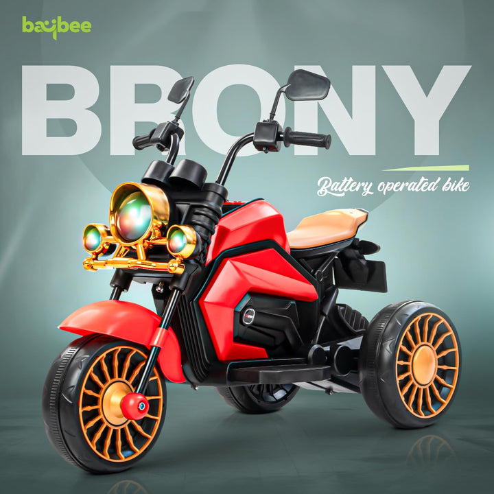 KIDZON Brony Electric Bike for Kids, Ride on Toys Kid Bikes with LED Light, Bluetooth & USB Music | Rechargeable Baby Bike | Battery Operated Bike for Kids to Drive 1 to 4 Years