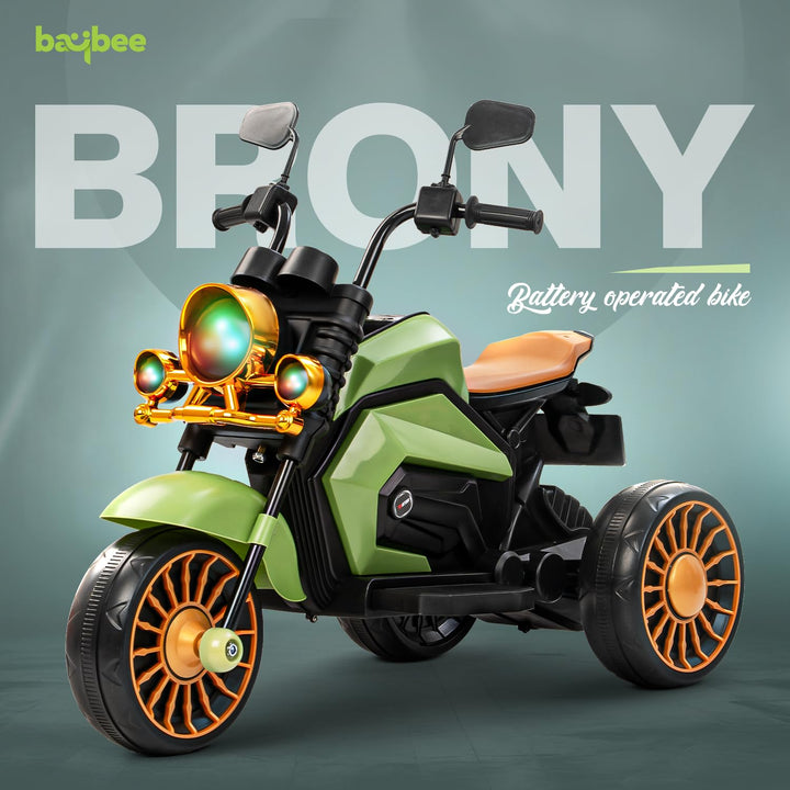 KIDZON Brony Electric Bike for Kids, Ride on Toys Kid Bikes with LED Light, Bluetooth & USB Music | Rechargeable Baby Bike | Battery Operated Bike for Kids to Drive 1 to 4 Years