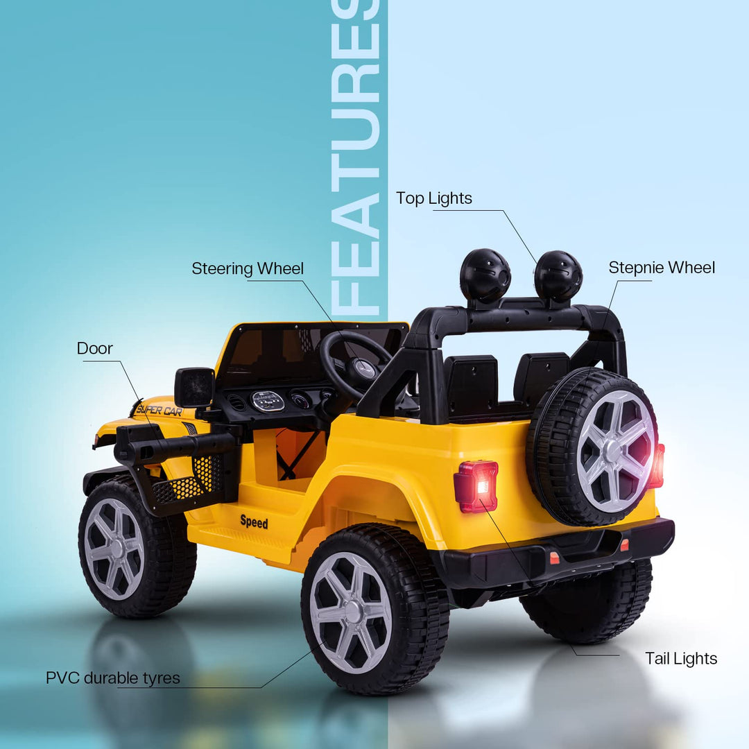Robicun Battery Operated Car Jeep for Kids, Ride on Toy Kids Car with Light, Music| Racing Baby Big Electric Car Jeep | Rechargeable Battery Car for Kids to Drive 2 to 5 Years Boy Girl
