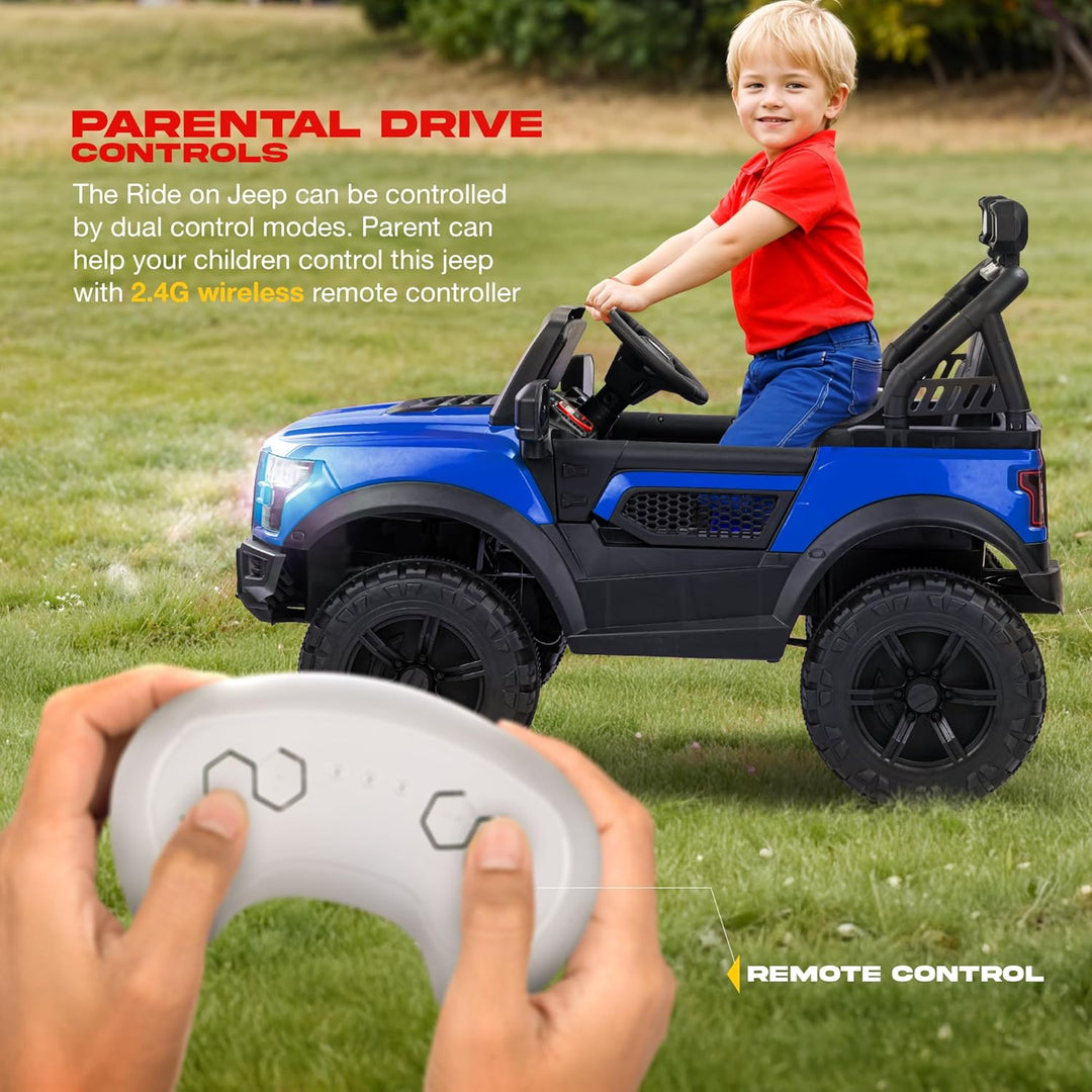 KIDZON Bronco Battery Operated Jeep for Kids, Ride on Toy Kids Car with RGB Windshield Light & Music | Electric Jeep Battery Car | Baby Big Car for Kids to Drive 3 to 8 Years Boys Girls