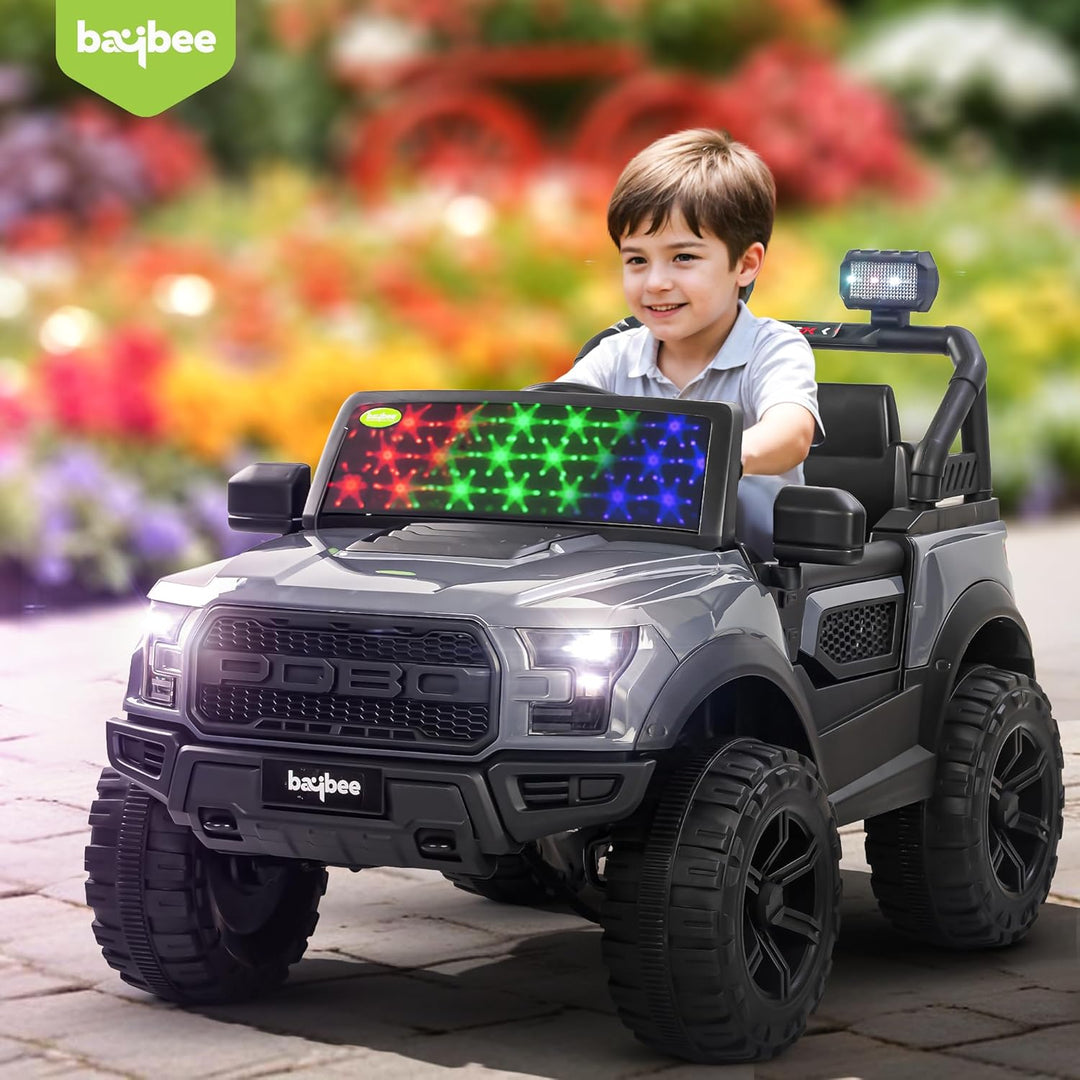 KIDZON Bronco Battery Operated Jeep for Kids, Ride on Toy Kids Car with RGB Windshield Light & Music | Electric Jeep Battery Car | Baby Big Car for Kids to Drive 3 to 8 Years Boys Girls