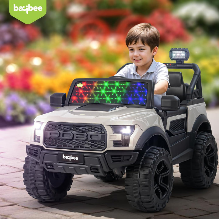 KIDZON Bronco Battery Operated Jeep for Kids, Ride on Toy Kids Car with RGB Windshield Light & Music | Electric Jeep Battery Car | Baby Big Car for Kids to Drive 3 to 8 Years Boys Girls