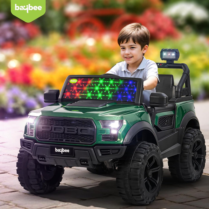 KIDZON Bronco Battery Operated Jeep for Kids, Ride on Toy Kids Car with RGB Windshield Light & Music | Electric Jeep Battery Car | Baby Big Car for Kids to Drive 3 to 8 Years Boys Girls