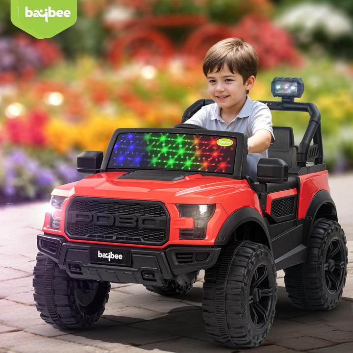 KIDZON Bronco Battery Operated Jeep for Kids, Ride on Toy Kids Car with RGB Windshield Light & Music | Electric Jeep Battery Car | Baby Big Car for Kids to Drive 3 to 8 Years Boys Girls