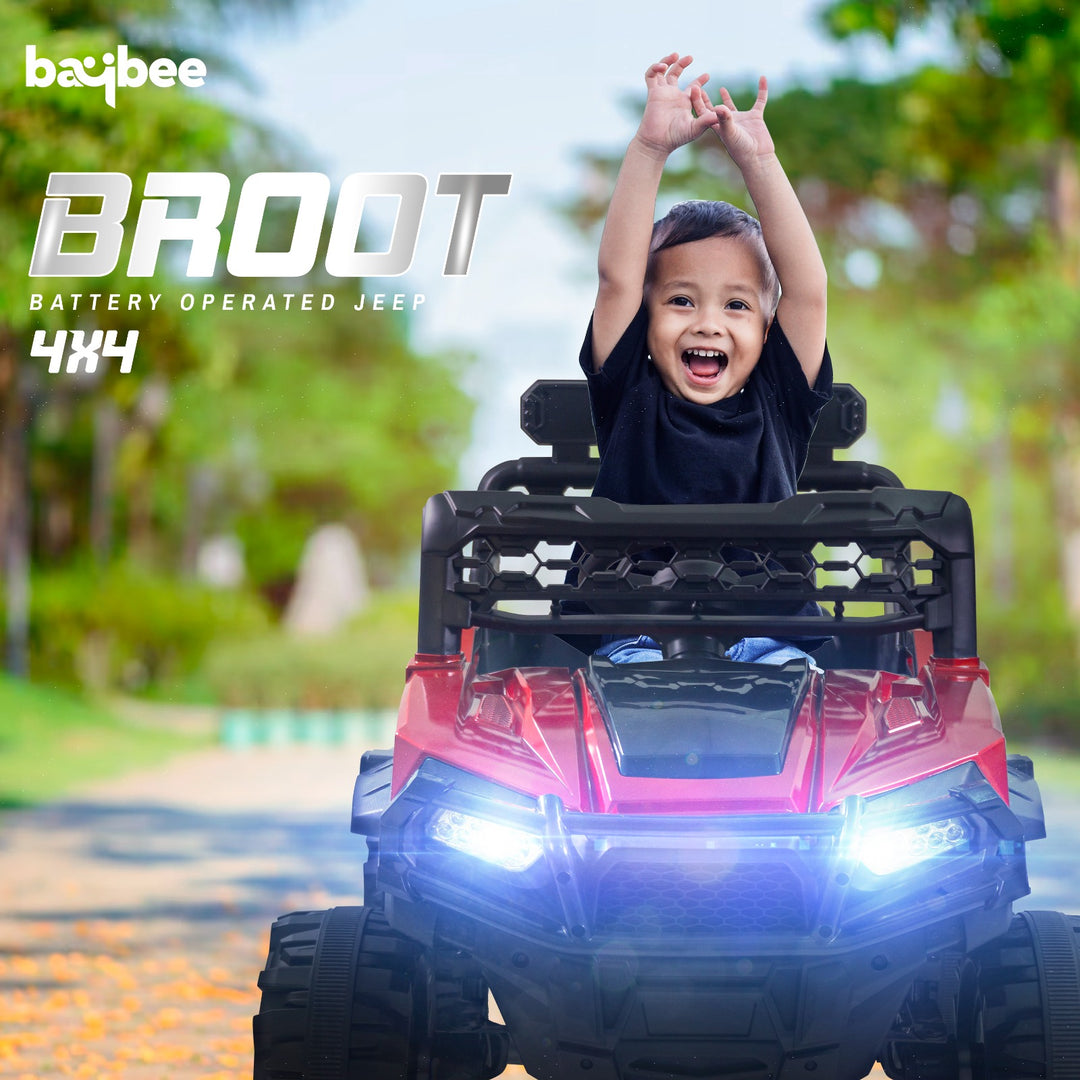 Broot Battery Operated Jeep for Kids with Remote Control, LED Light, Bluetooth & Music,  Electric Car Jeep, Rechargeable Car for Kids 3 to 8 Years Boys Girls