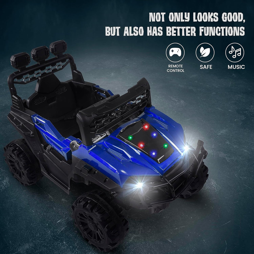 Broot Kids Battery Operated Jeep for Kids, Ride on Toy Kids Car with Remote Control, LED Light, Bluetooth & Music, Baby Big Electric Car Jeep, Rechargeable Battery Car for Kids to Drive 3 to 8 Years Boys Girls (Painted Blue)