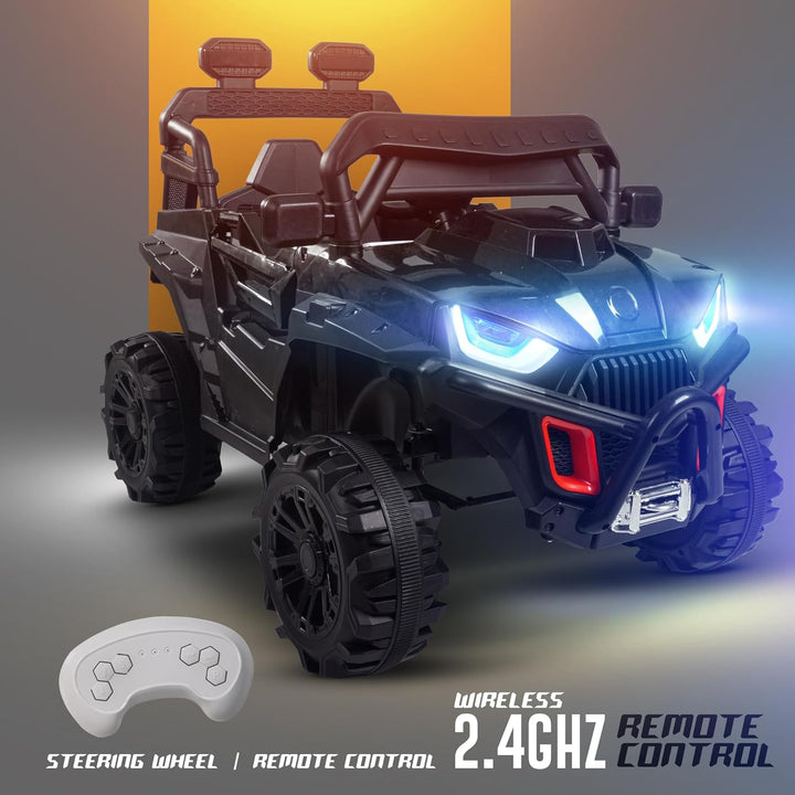 Roger Battery Operated Jeep for Kids with Remote Control, LED Light, Bluetooth & Music, Baby Electric Car Jeep, Rechargeable Car for Kids 3 to 8 Years