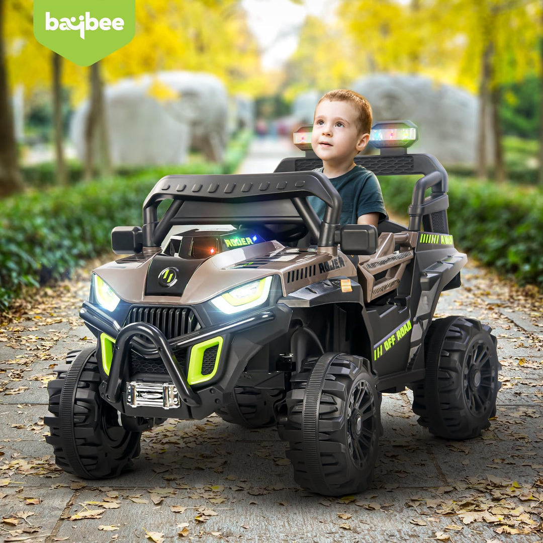 Roger Battery Operated Jeep for Kids with Remote Control, LED Light, Bluetooth & Music, Baby Electric Car Jeep, Rechargeable Car for Kids 3 to 8 Years