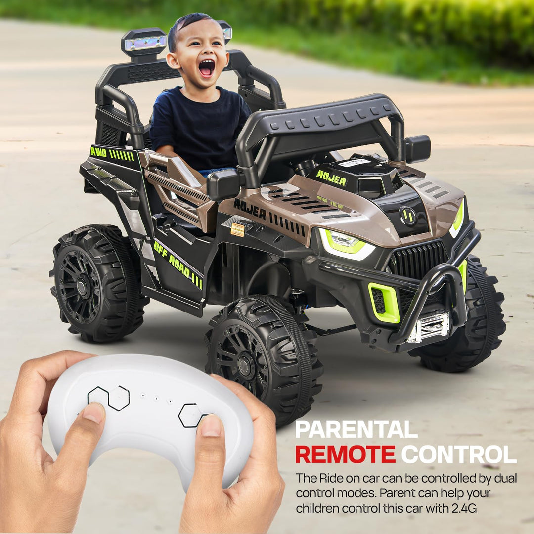 Roger Battery Operated Jeep for Kids with Remote Control, LED Light, Bluetooth & Music, Baby Electric Car Jeep, Rechargeable Car for Kids 3 to 8 Years